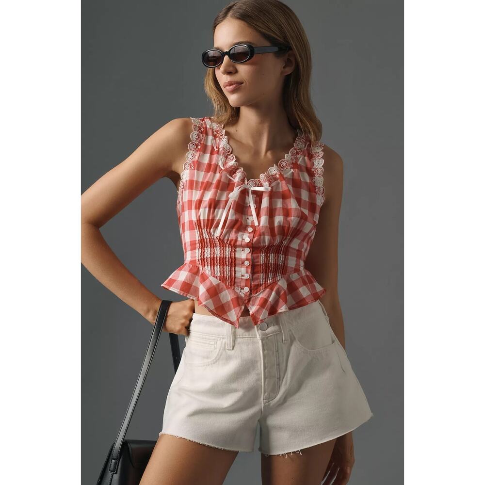 Anthropologie Pilcro Everyday White Denim Cotton Raw Hem Jean Shorts NWT 25P